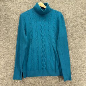 New Leani Sweater Pullover Women XL Blue Knit Turtleneck Long Sleeve Casual